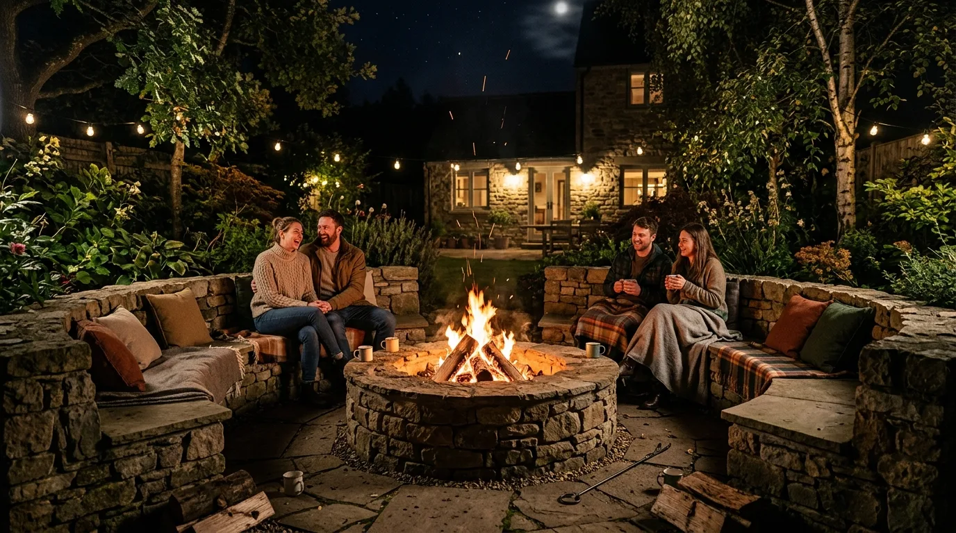 Fire Pit With Built-In Bench Seating